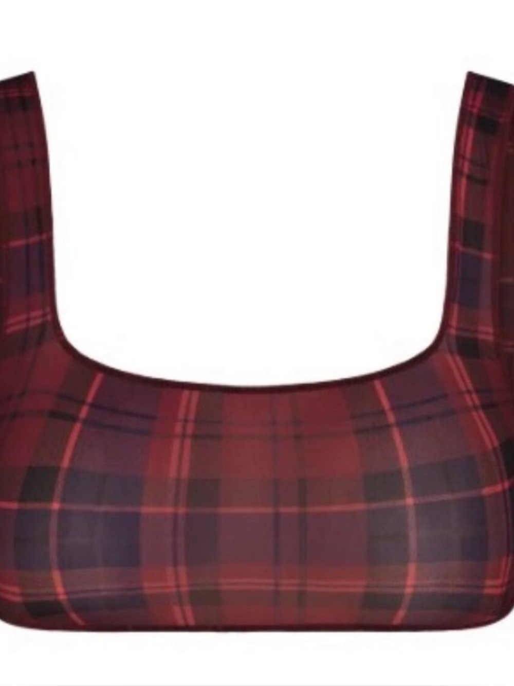 NWT SKIMS Milky Sheer Scoop Bralette Merlot Navy Plaid